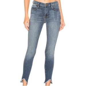 Frame Le High Skinny in Selman Triangle Raw Frayed Jeans